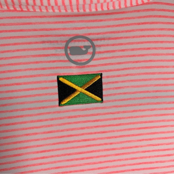 Vineyard Vines Mens Medium Striped Peach Tejeda Performance Polo Shirt *Custom - Picture 3 of 9
